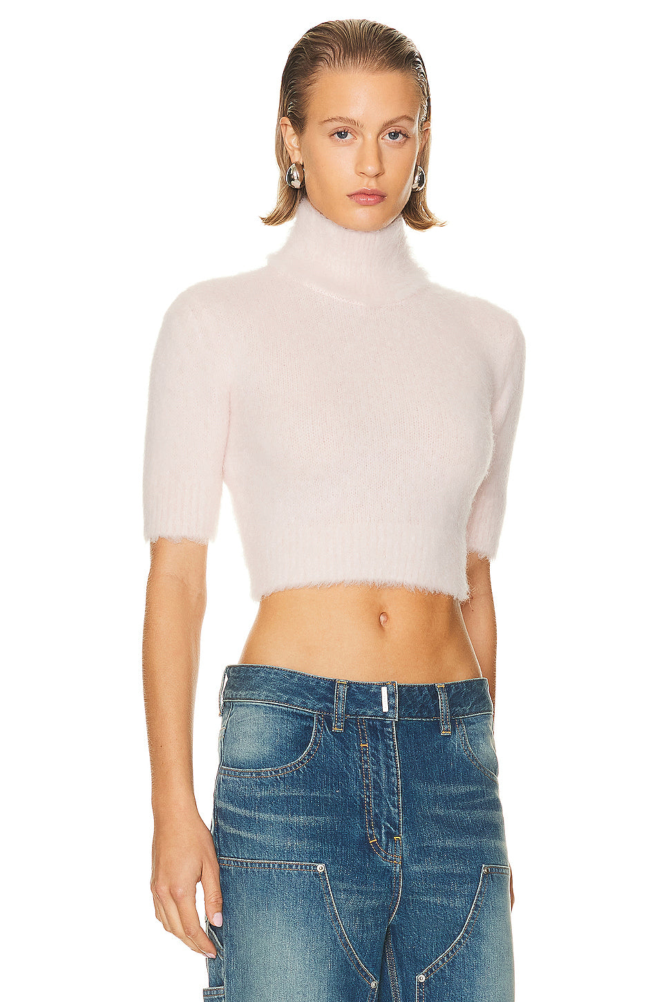 4G Tonal High Neck Cropped Sweater