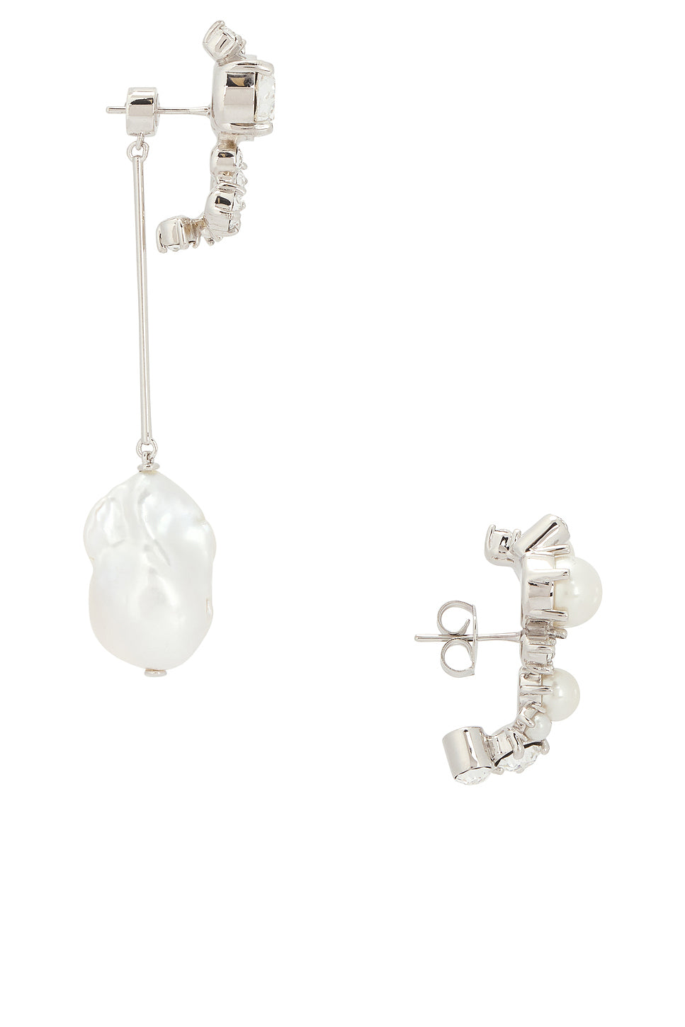 Crystal Pearl Silvery Hoops Earrings