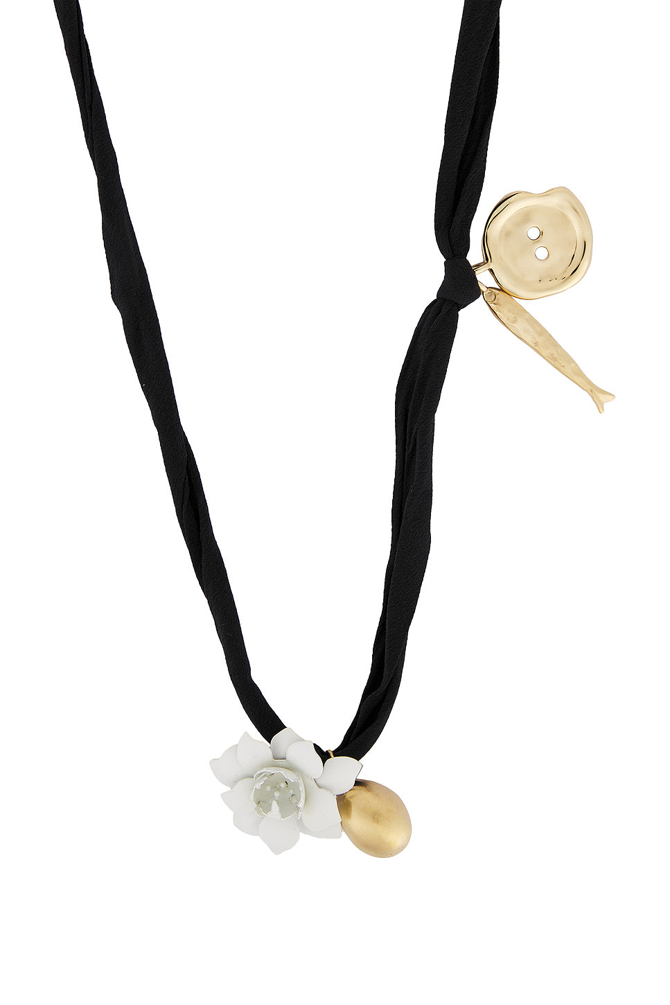 Lucky Charms Black Flower Cord Necklace