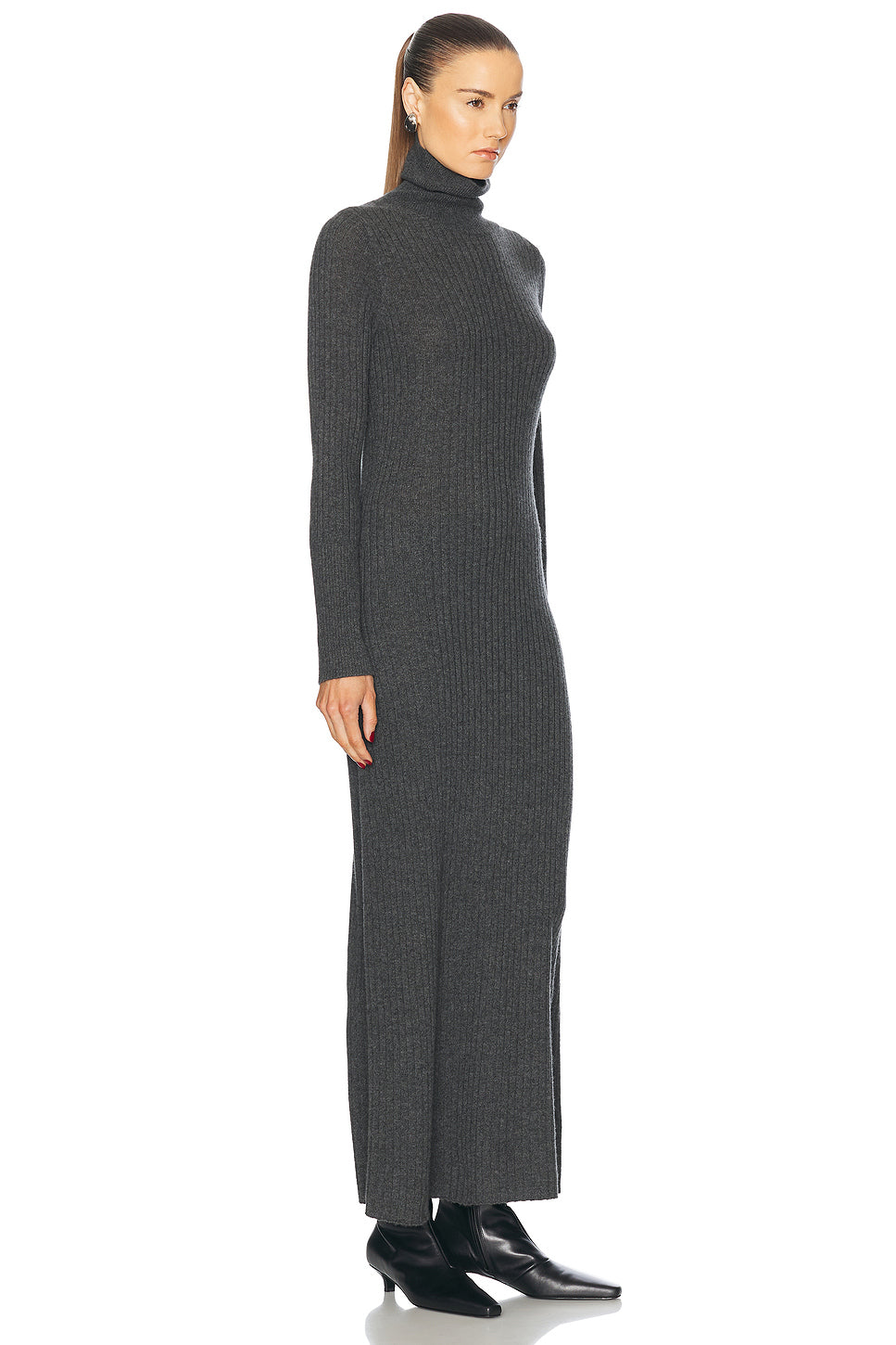 Wide Rib Cashmere Turtleneck Dress