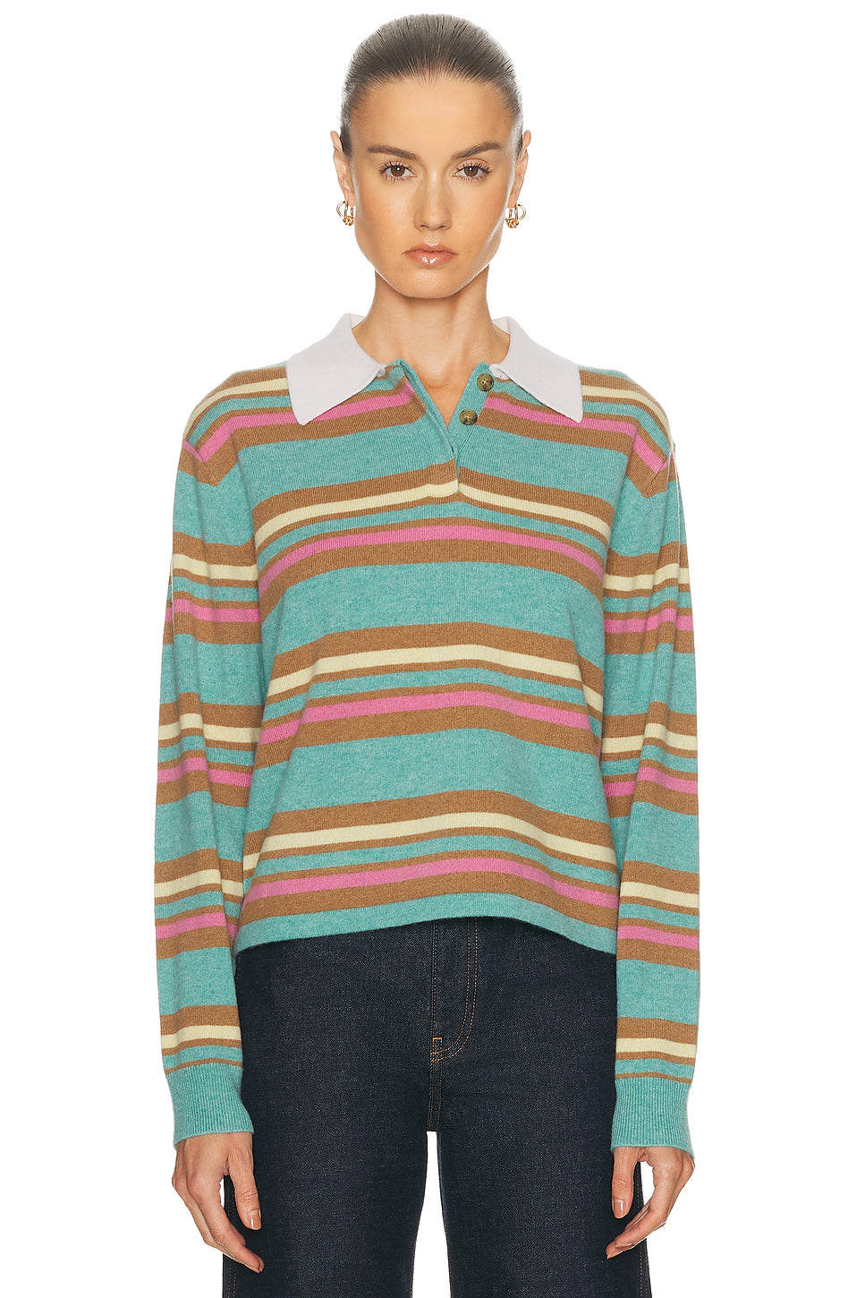 Cropped Stripe Rugby Sweater