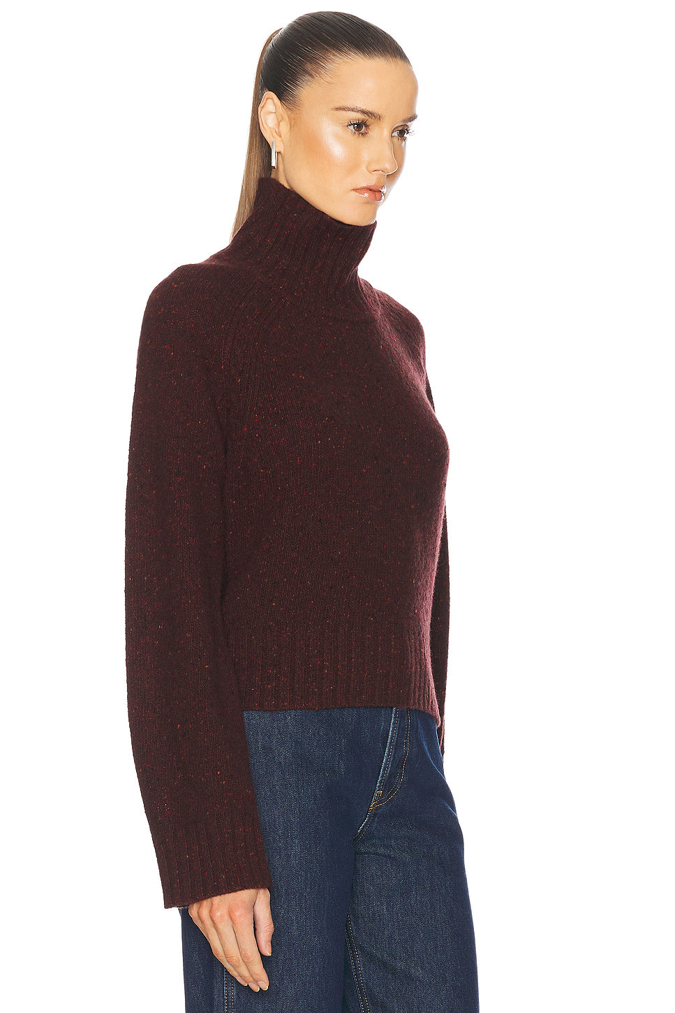 Cropped Turtleneck Cashmere Sweater