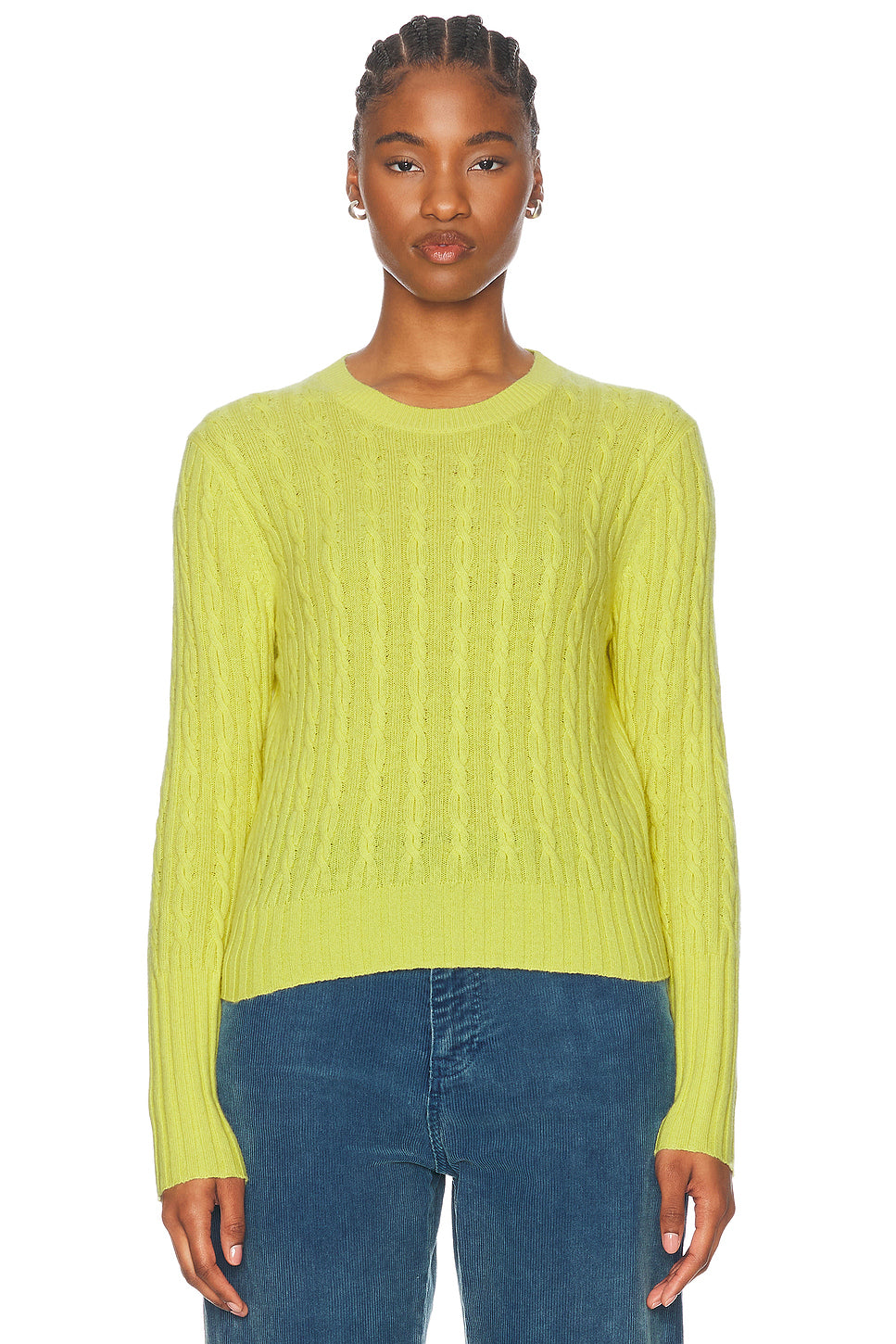 Cable Shrunken Cashmere Crew Sweater