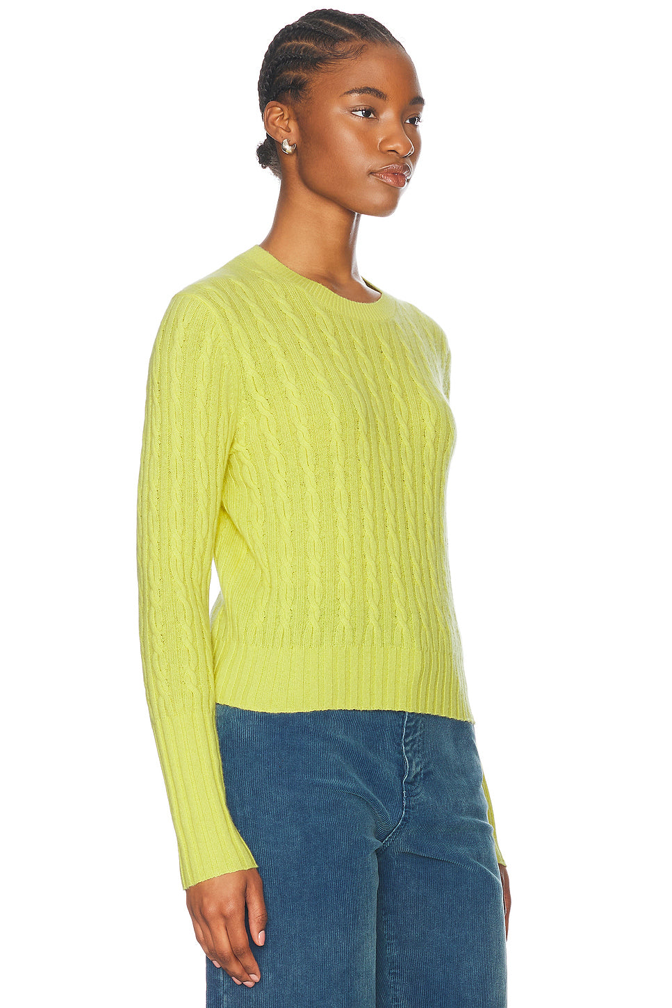 Cable Shrunken Cashmere Crew Sweater