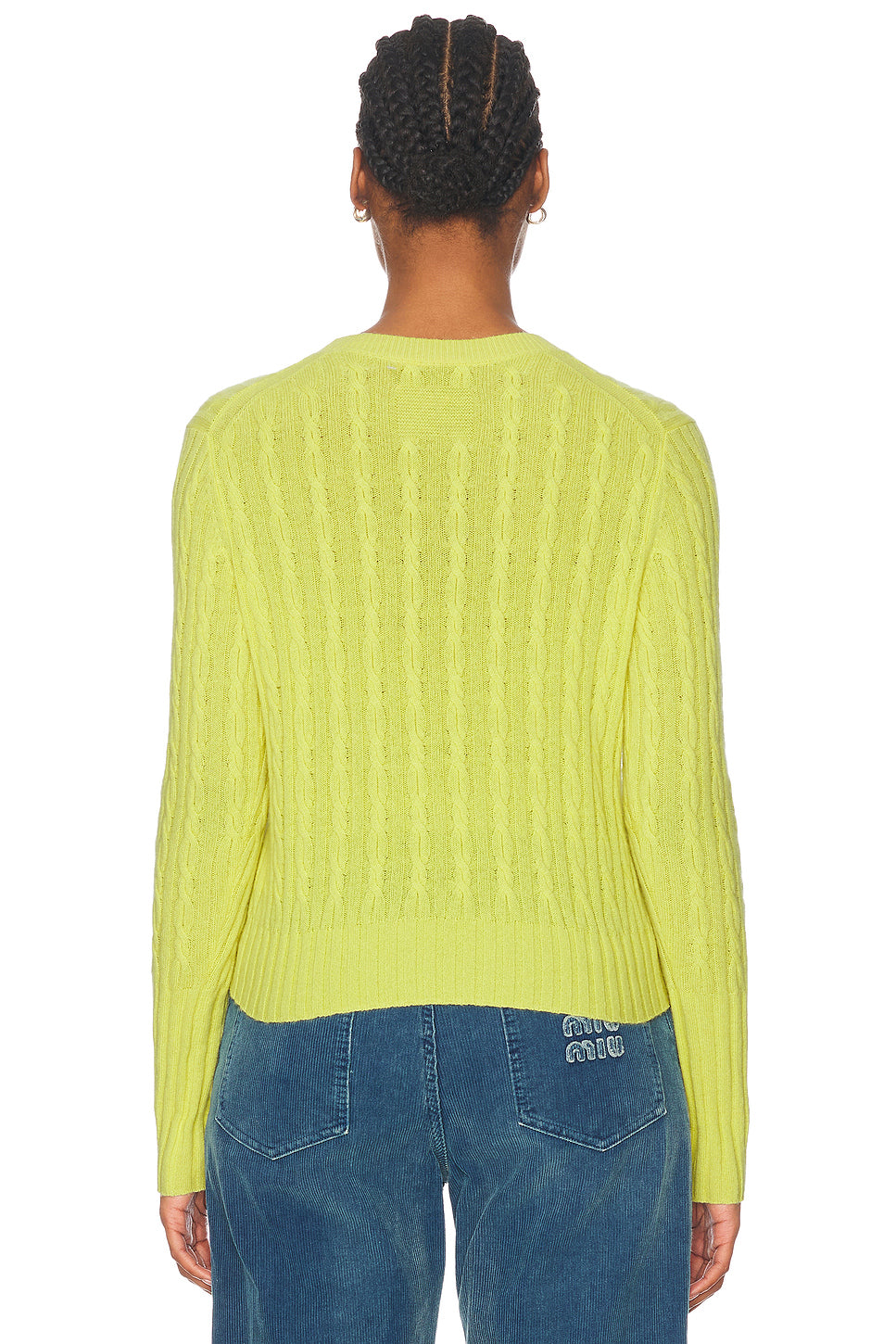 Cable Shrunken Cashmere Crew Sweater