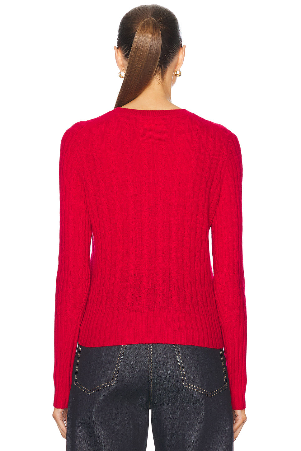 Cable Shrunken Cashmere Crew Sweater