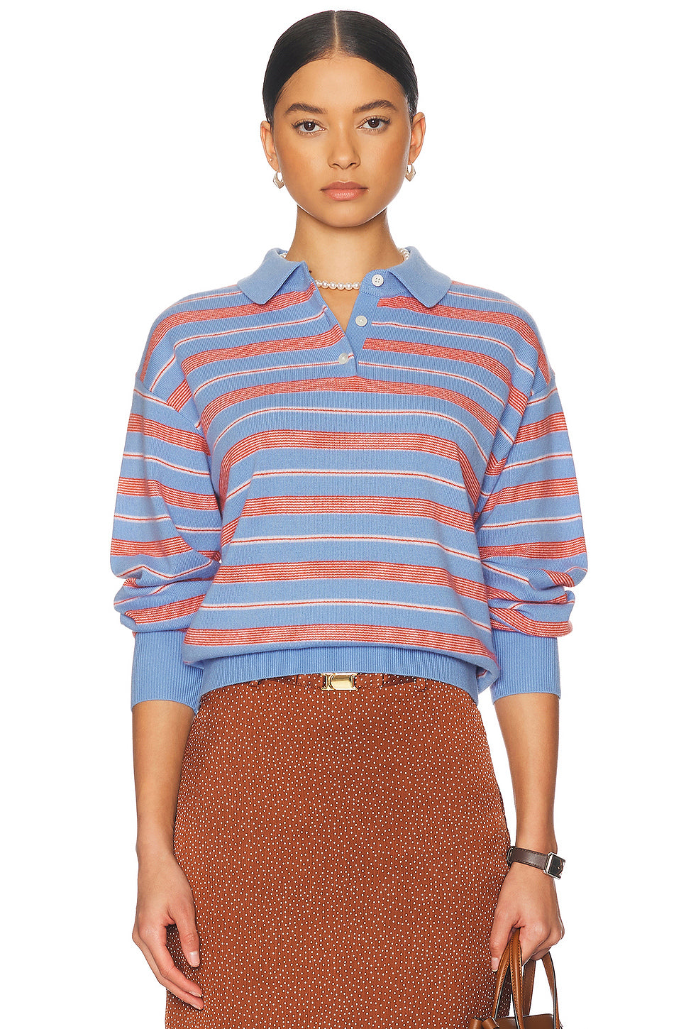 Collegiate Stripe Polo Cashmere Sweater