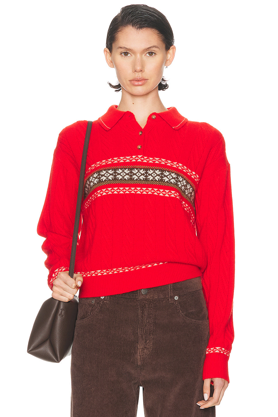 Cable Collegiate Polo Sweater