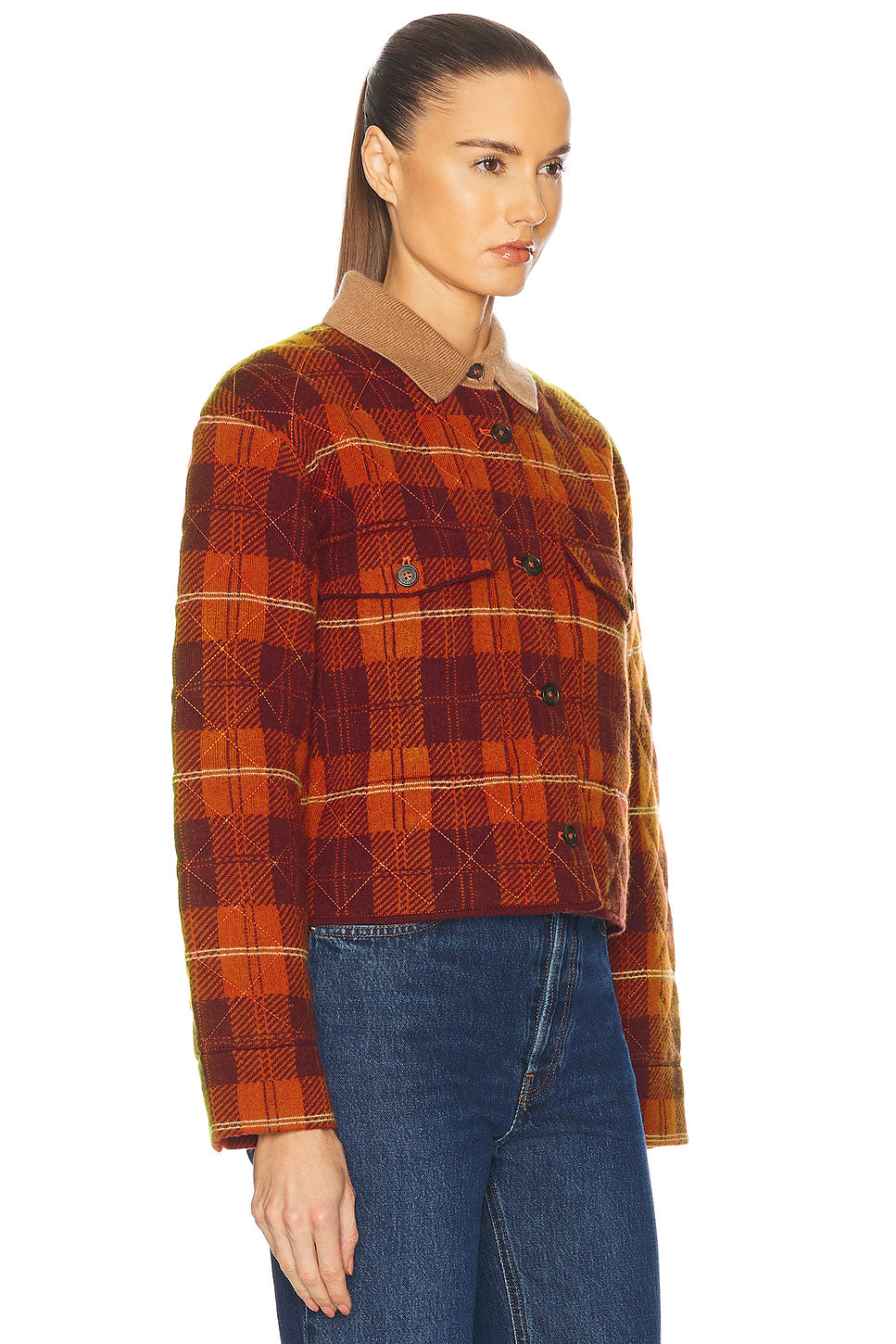 Tartan Cropped Cashmere Jacket