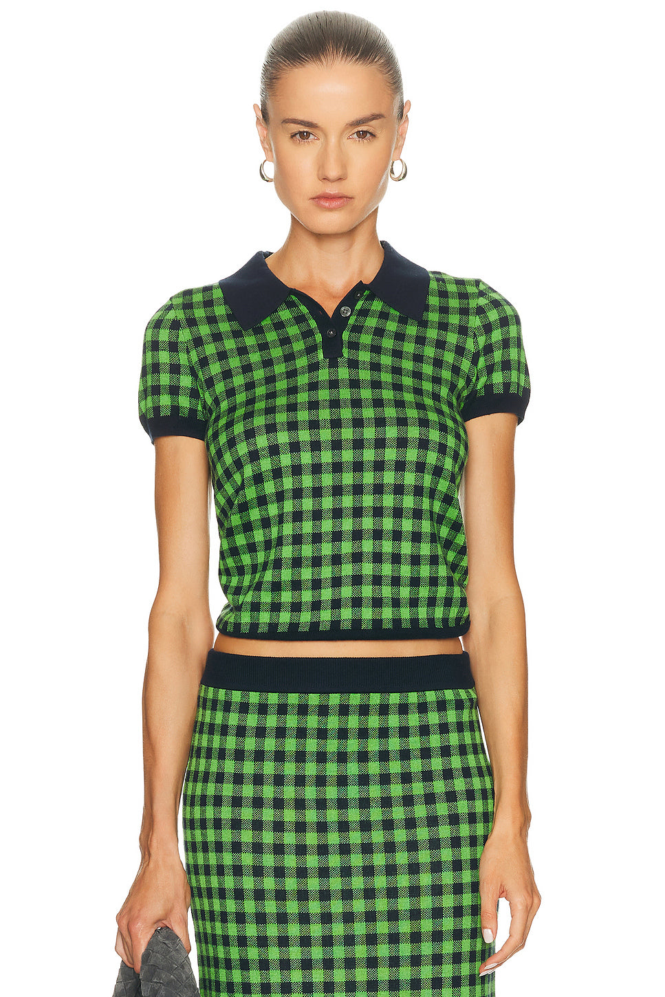 Gingham Shrunken Polo Top