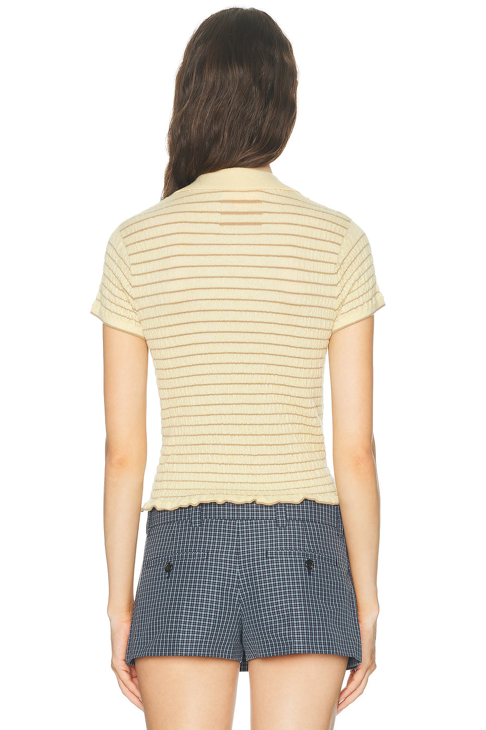 Smocked Shrunken Polo Top
