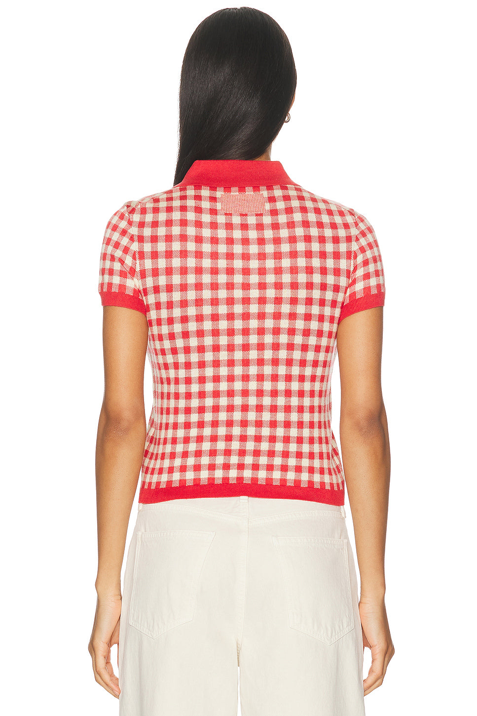 Gingham Shrunken Polo Top