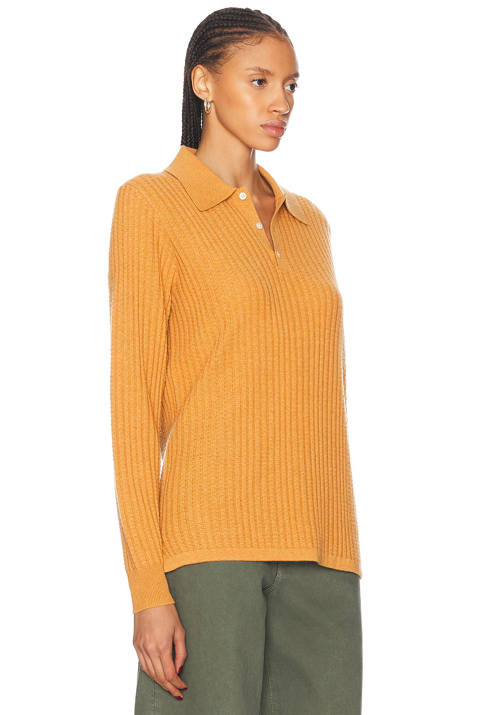 Theo Waffle Polo Cashmere Top