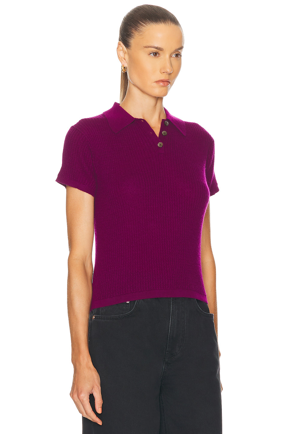 Shrunken Cashmere Polo Top