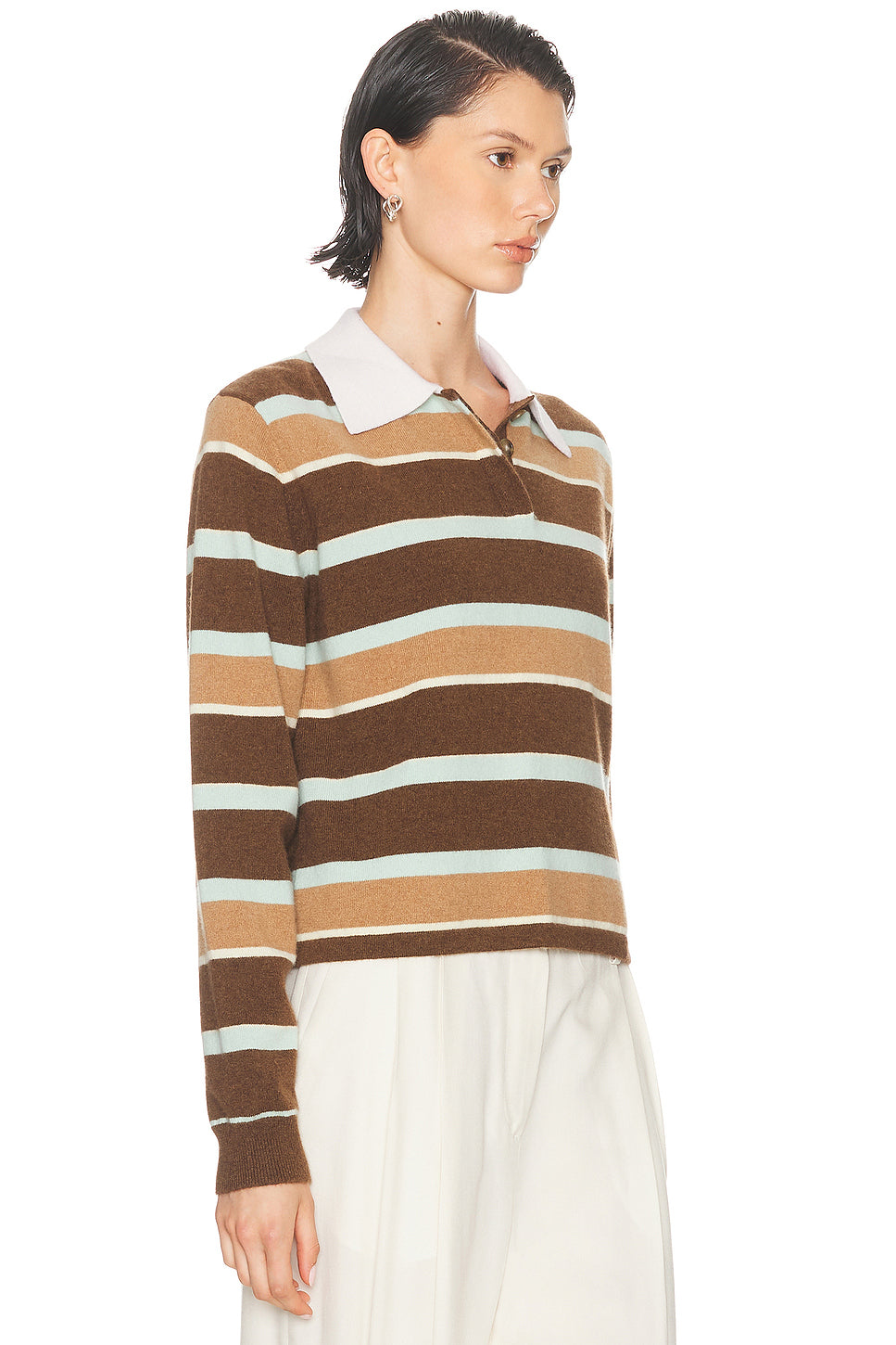 Cropped Stripe Rugby Polo Top