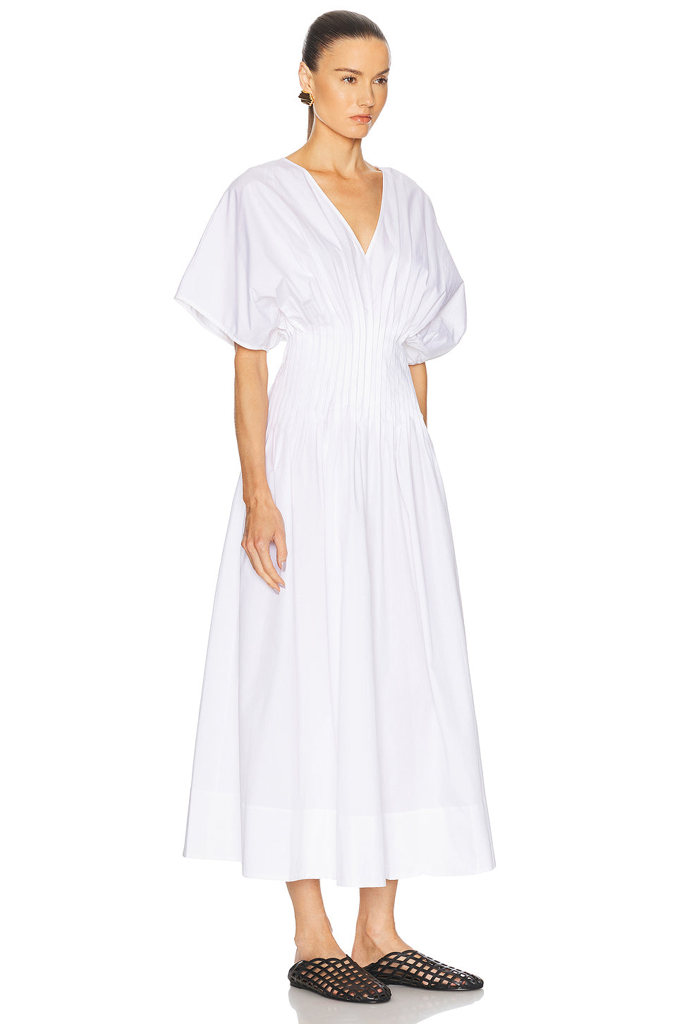 Poplin V Neck Dress