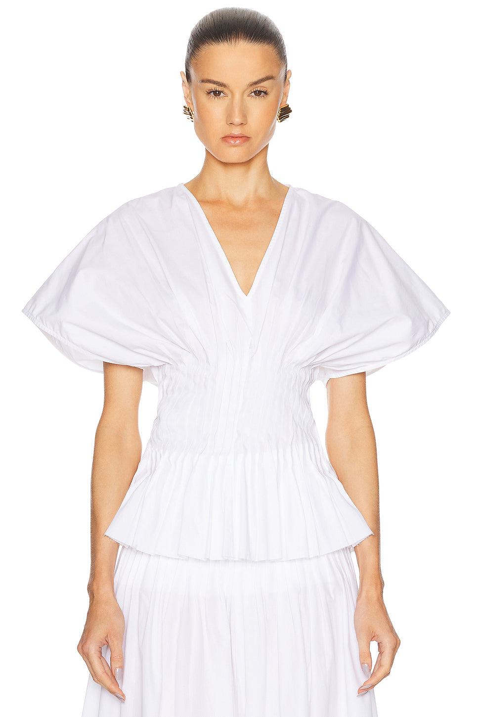 Poplin V Neck Top