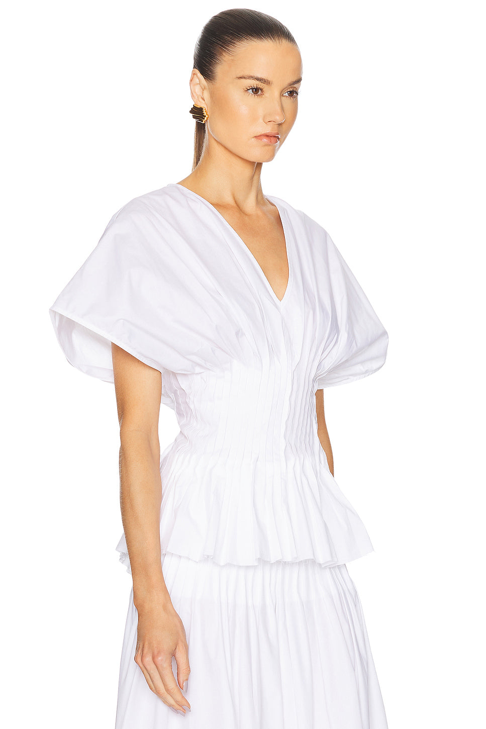 Poplin V Neck Top