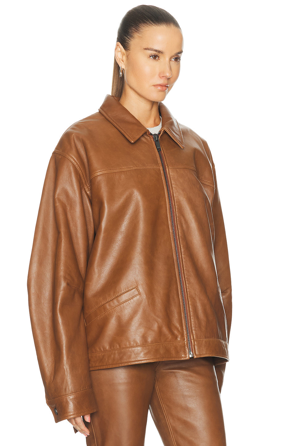 Jocelyn Cropped Silky Leather Jacket