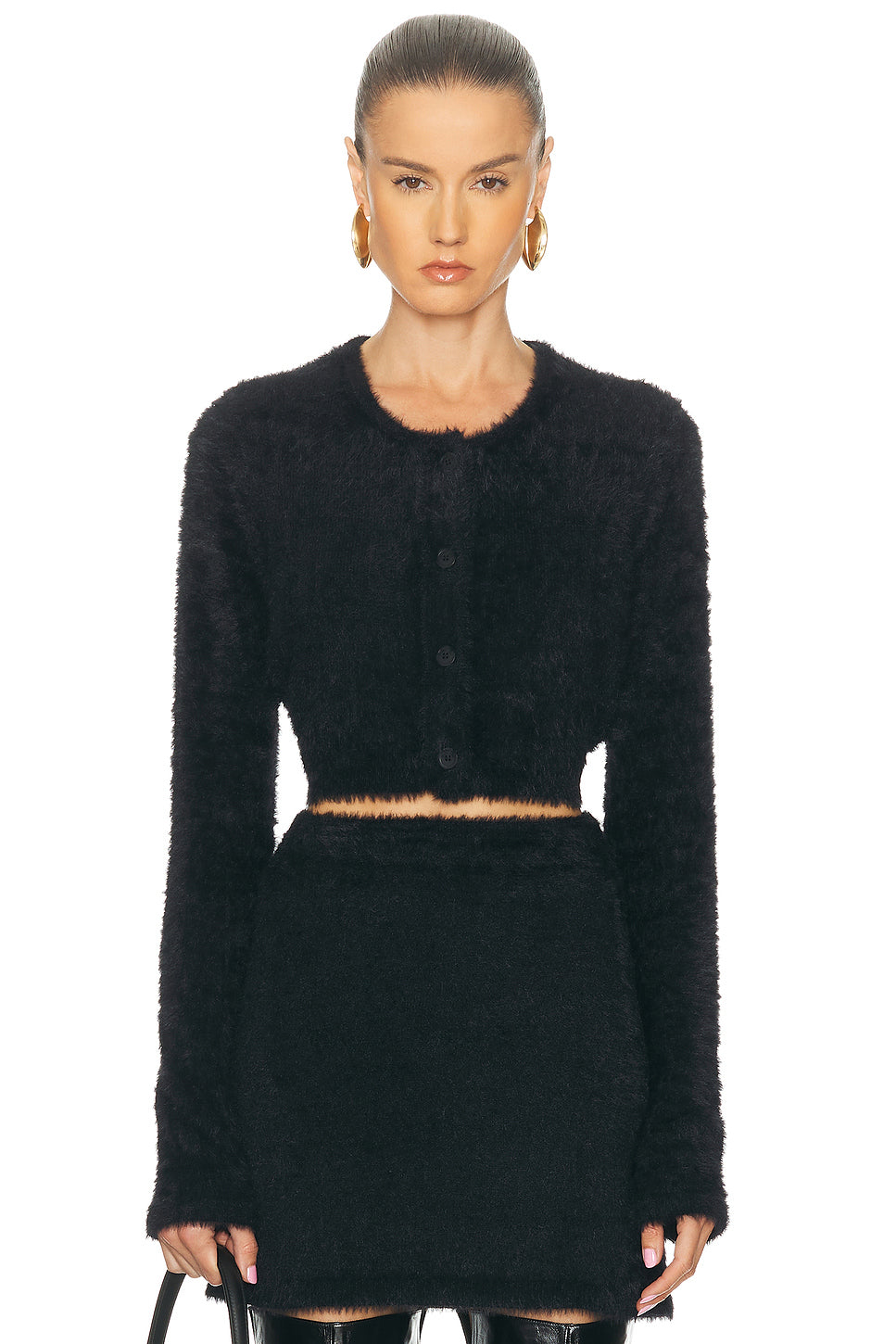 Cropped Eyelash Cardigan