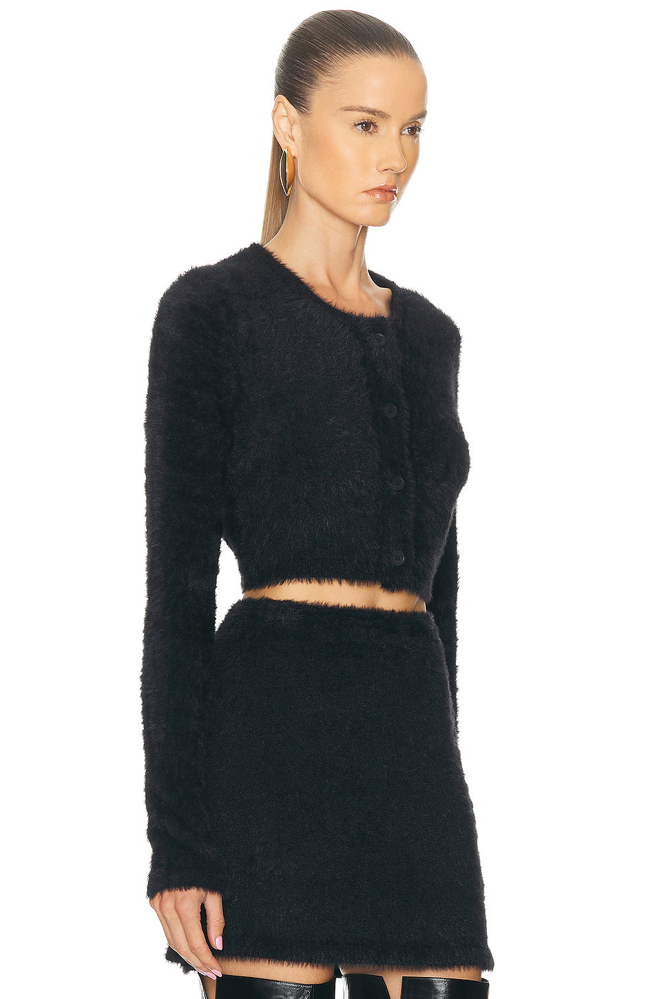 Cropped Eyelash Cardigan