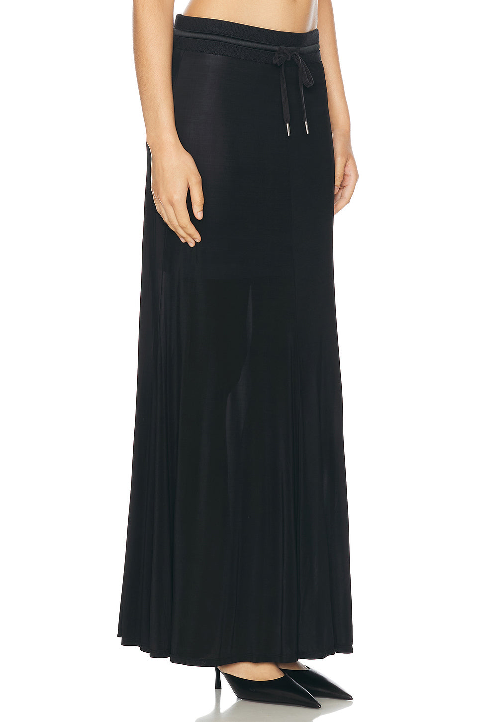 Drawstring Waist Maxi Skirt