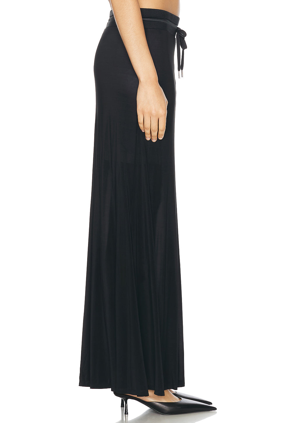 Drawstring Waist Maxi Skirt