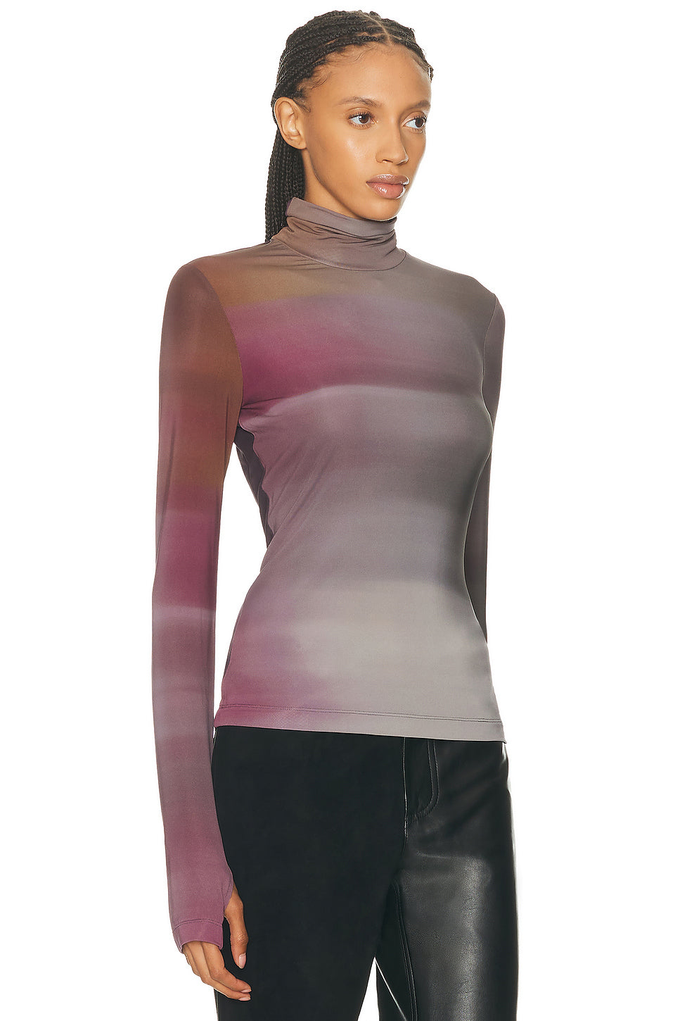 Long Sleeve Turtleneck Ombre Top