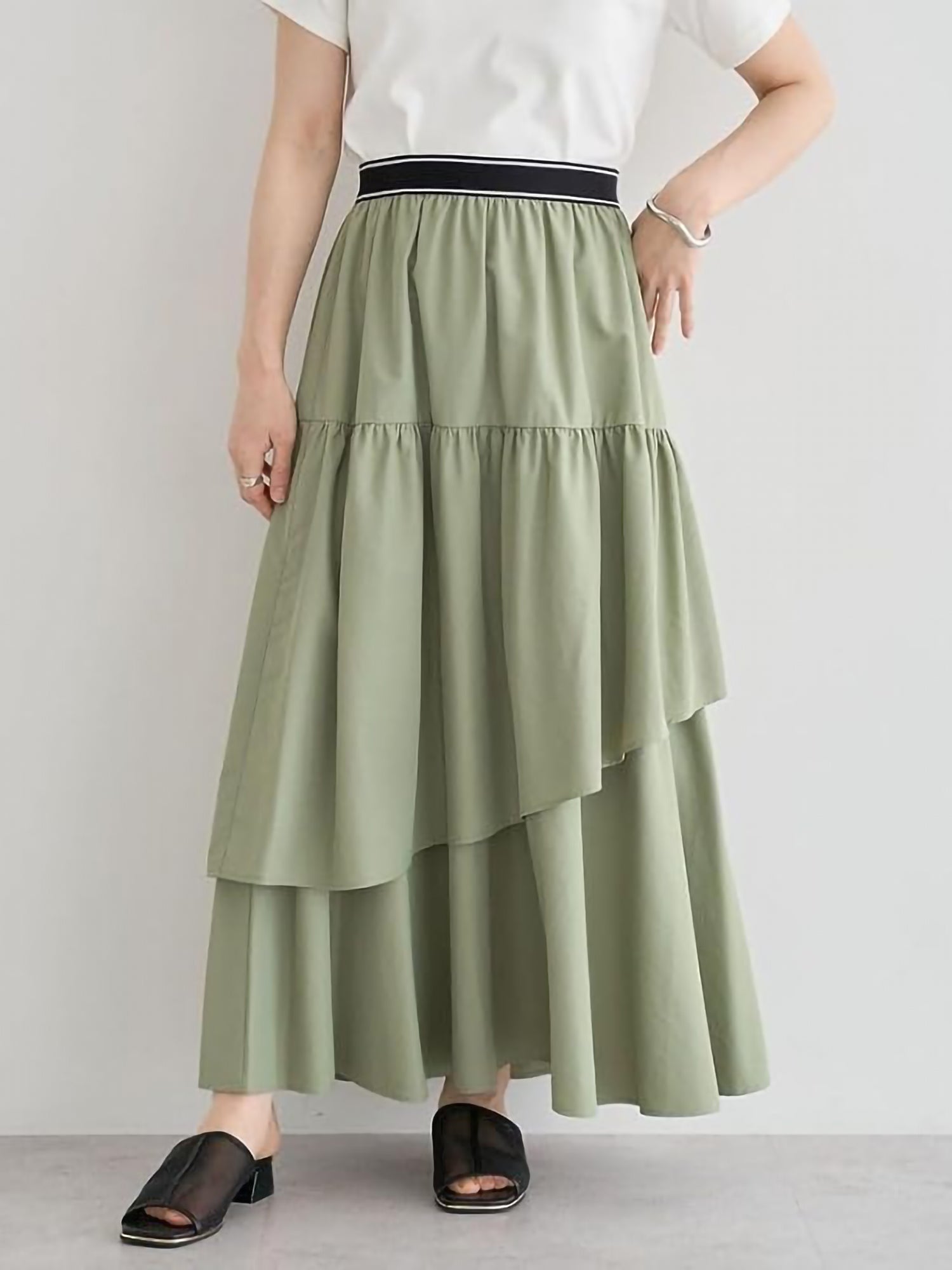 Hanae Waistline Frill Tiered Skirt