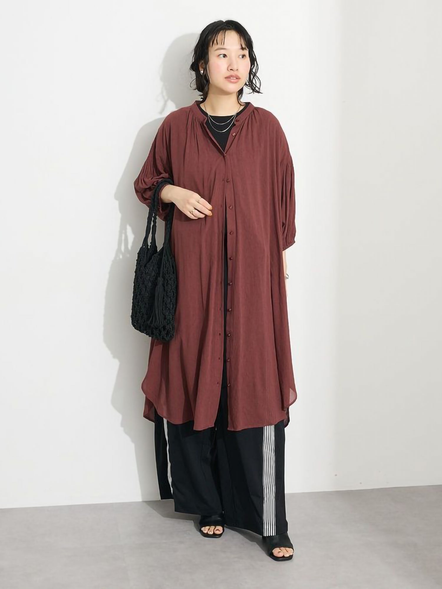 Harune Vintage Voile Sleeve Shirred Dress