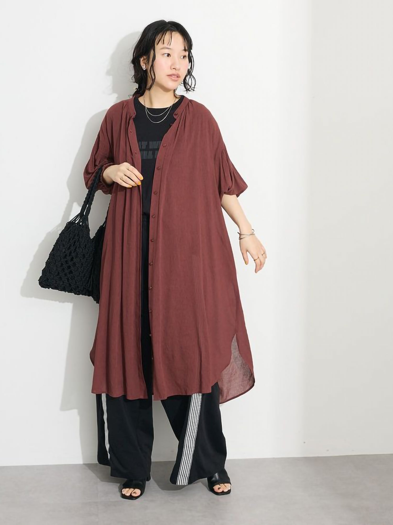 Harune Vintage Voile Sleeve Shirred Dress