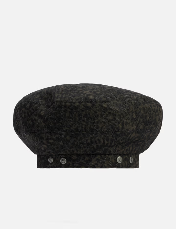 "Marco" Leopard Denim Beret