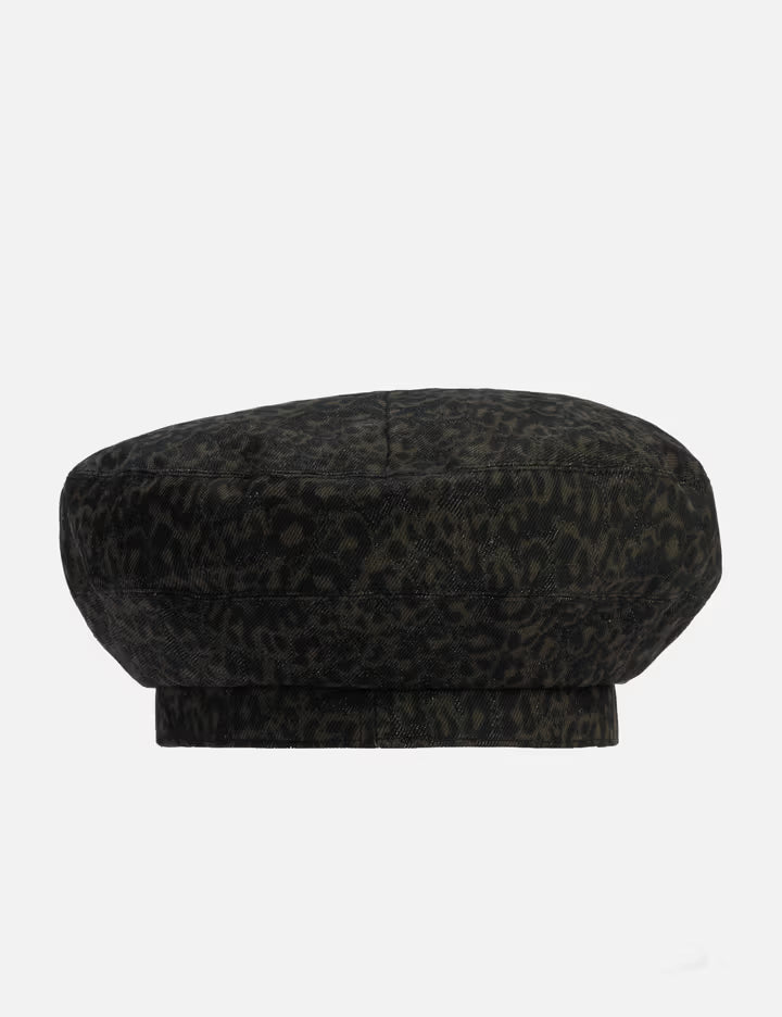 "Marco" Leopard Denim Beret