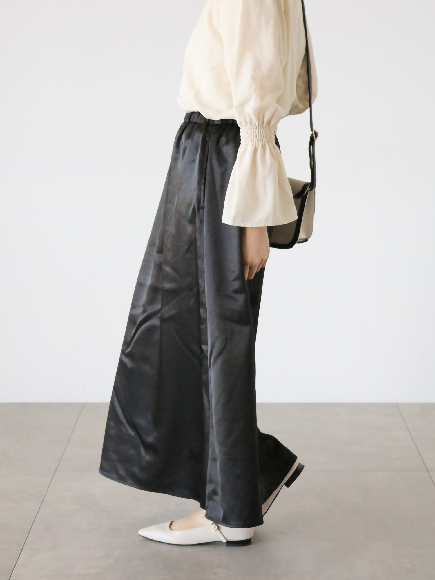 Hideko Satin Flared Skirt