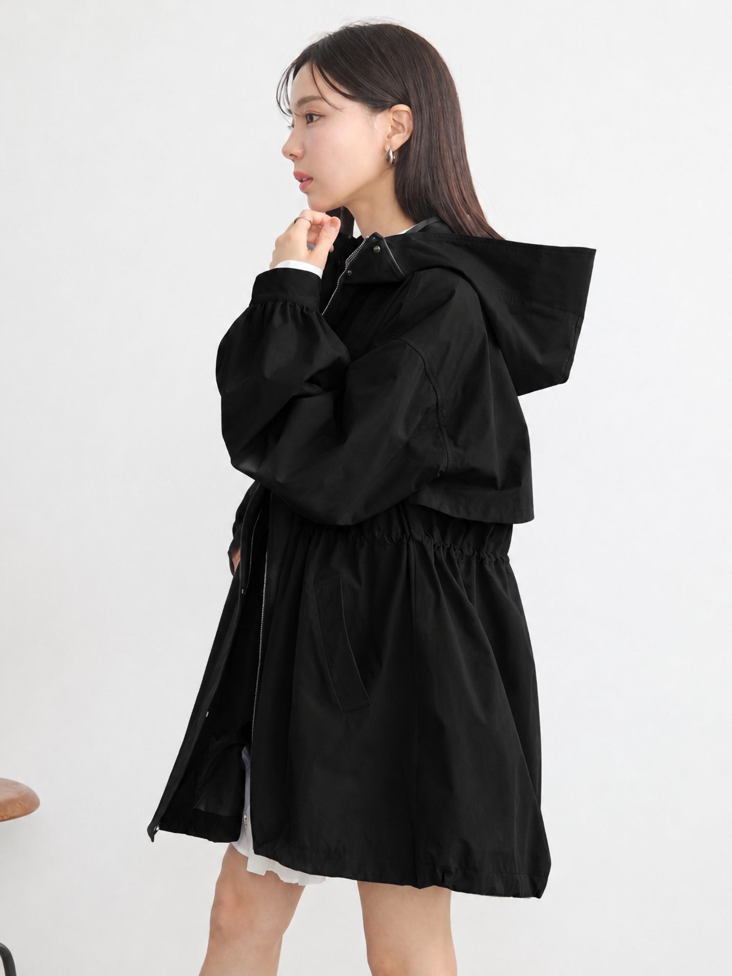 Himo Drawstring Mid-Length Hoodie