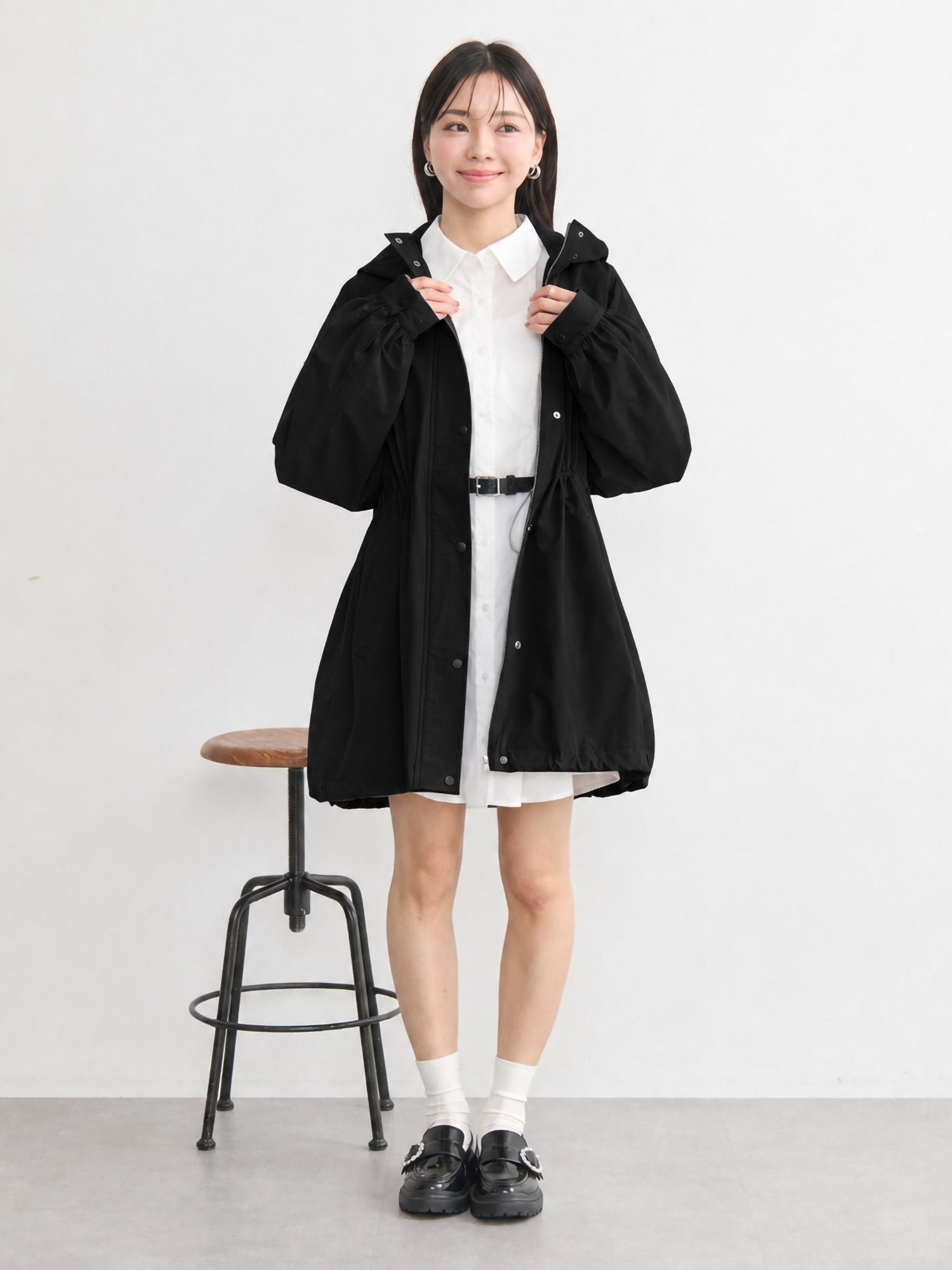 Himo Drawstring Mid-Length Hoodie