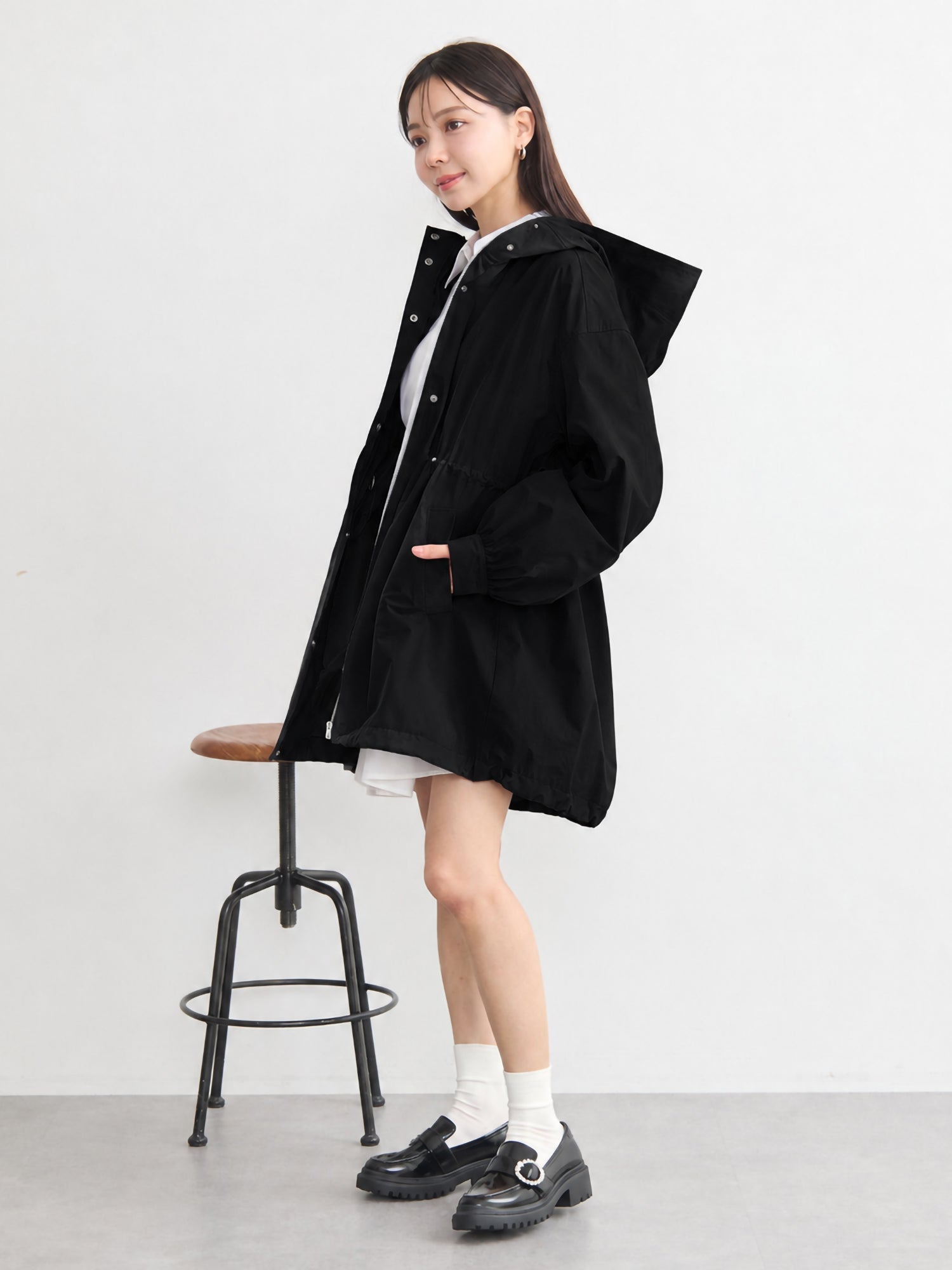 Himo Drawstring Mid-Length Hoodie