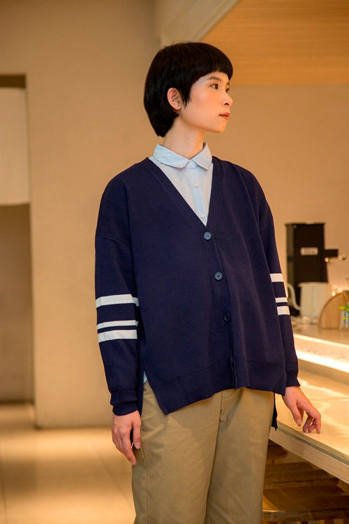 Cardigan Rajut Oversize - Kazesumi Sleeve Line Knit Cardigan 