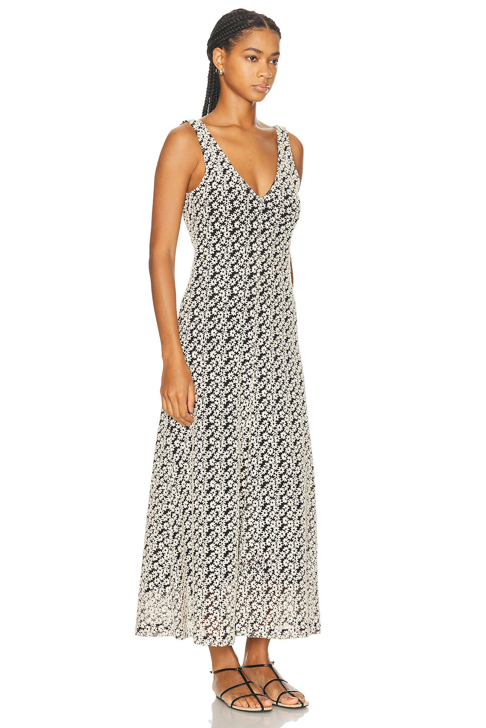 Sonia Dress in Ecru/black