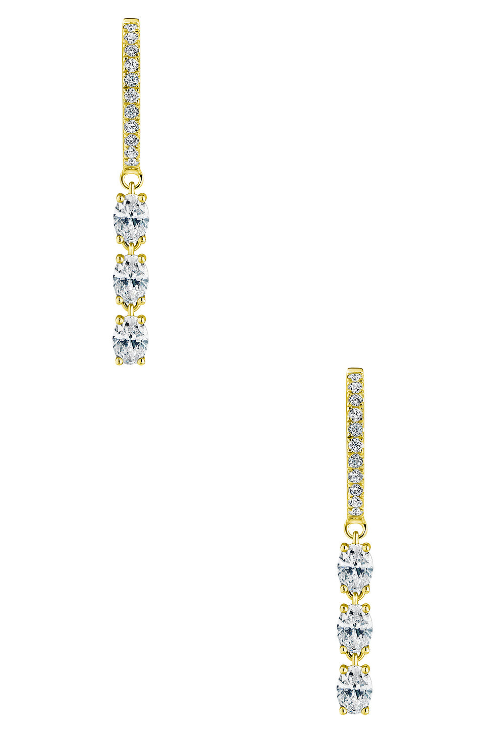 Huggie Diamond Oval Drop Earrings