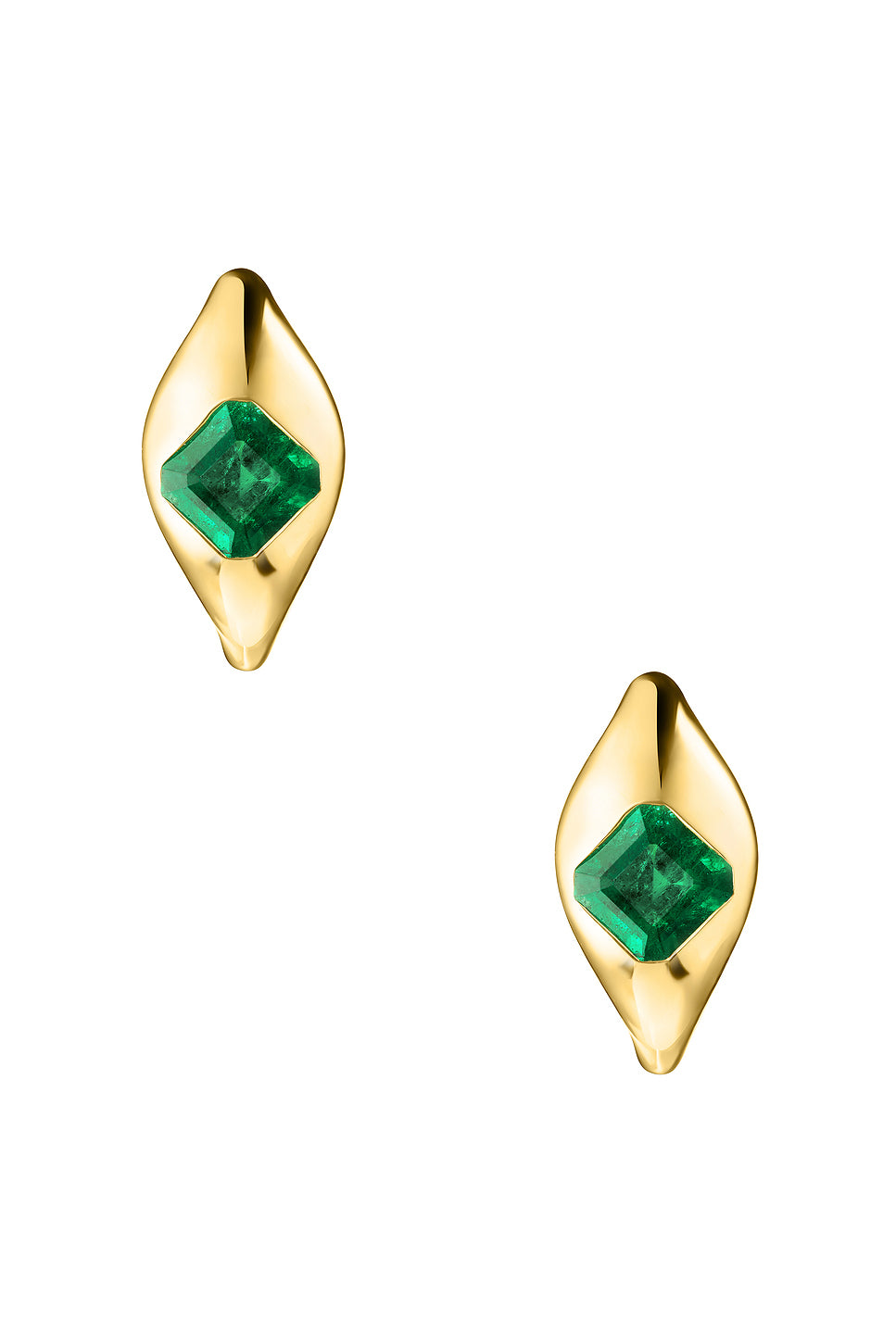 Colombian Emerald Dome Huggie Hoop Earrings