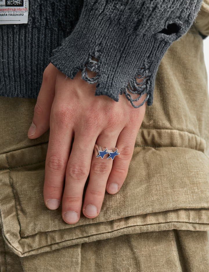Icon Blue Enameled Single Ring