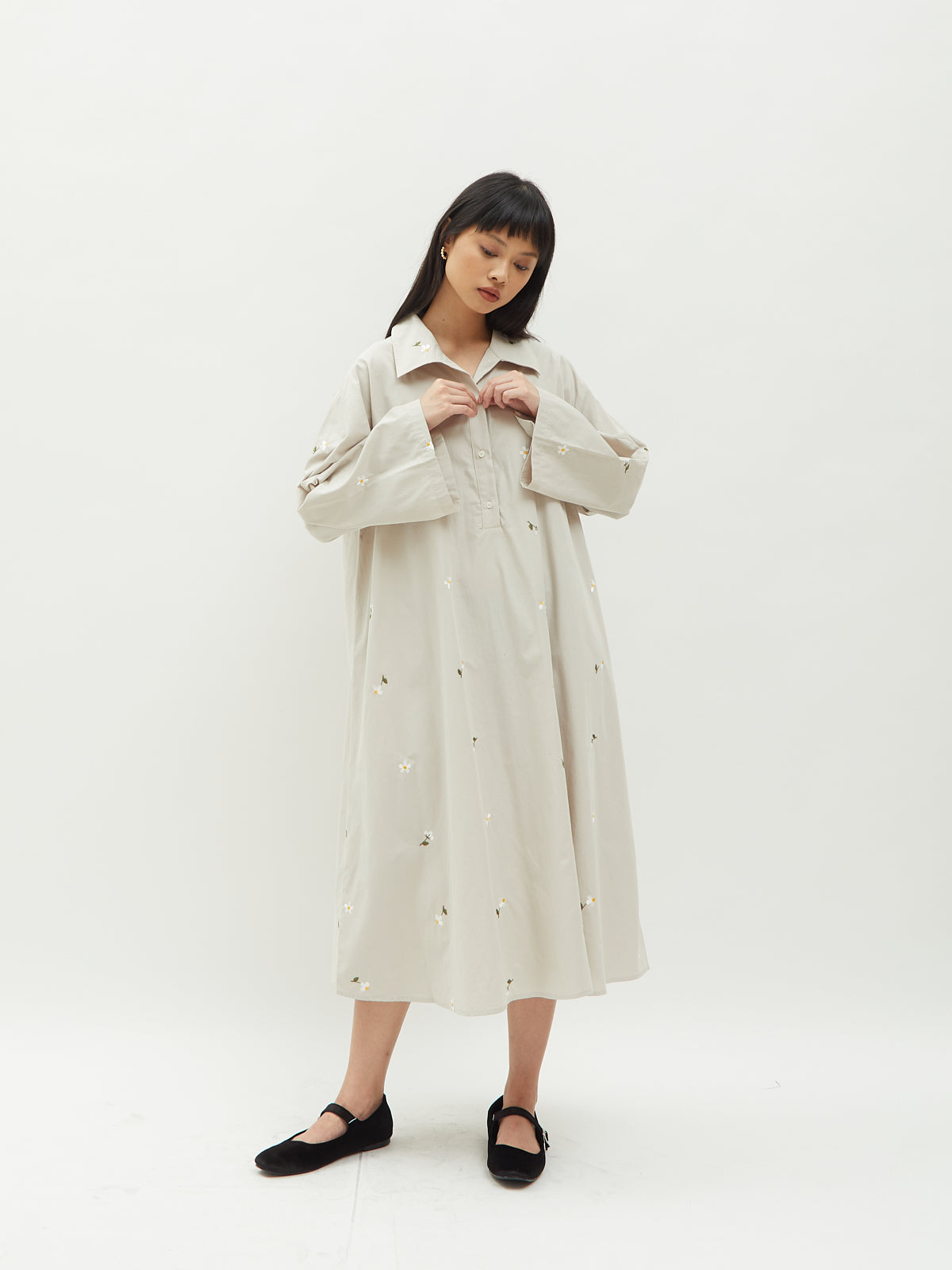 Iora Embroidery Shirt Dress