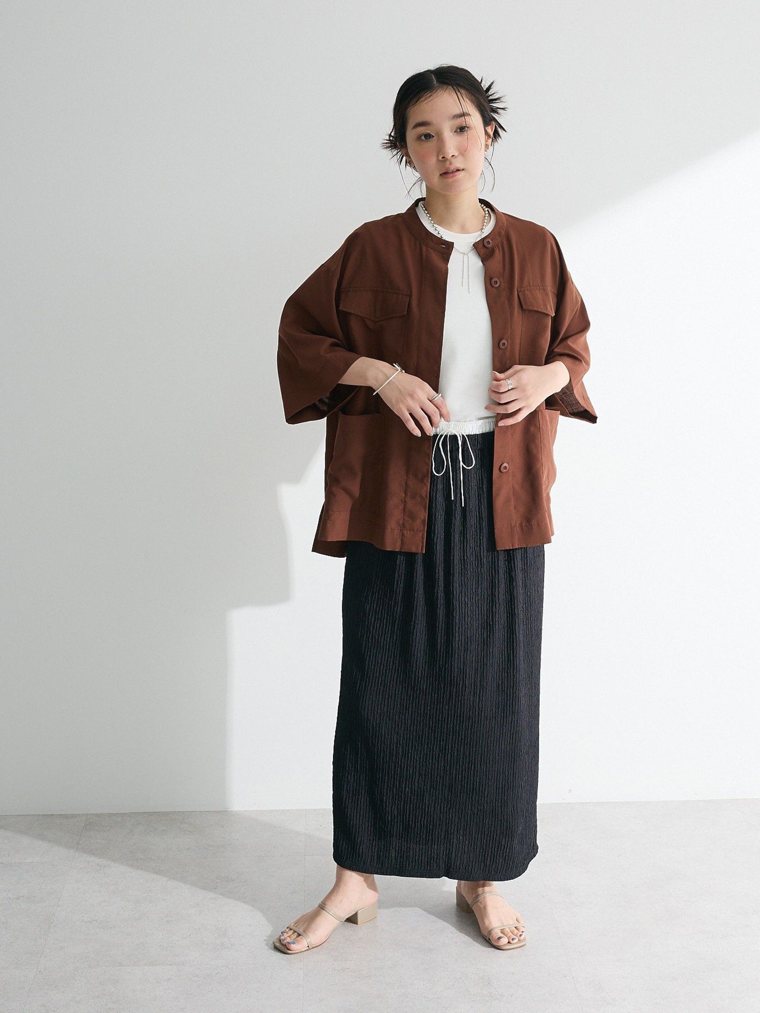 Isora Double-Waist Layered Easy Narrow Skirt