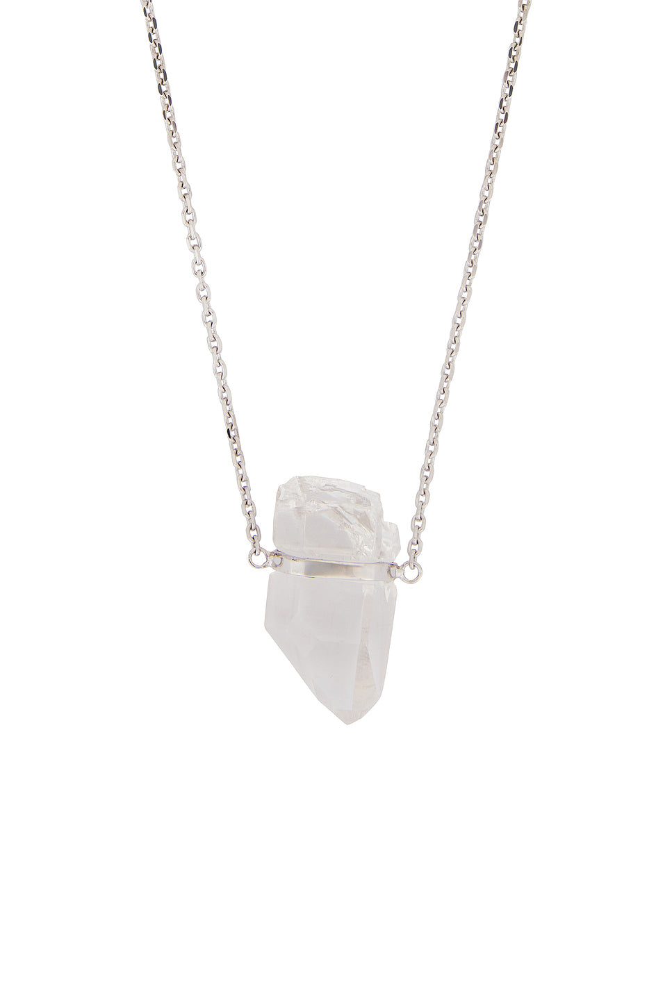 Large Crystal Quartz Gold Bar Necklace