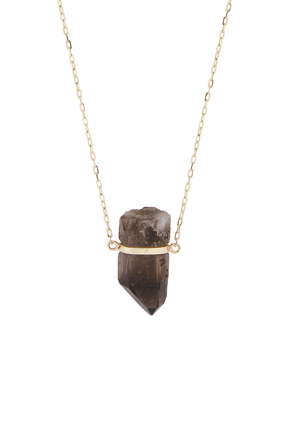 Smokey Quartz Gold Bar Necklace