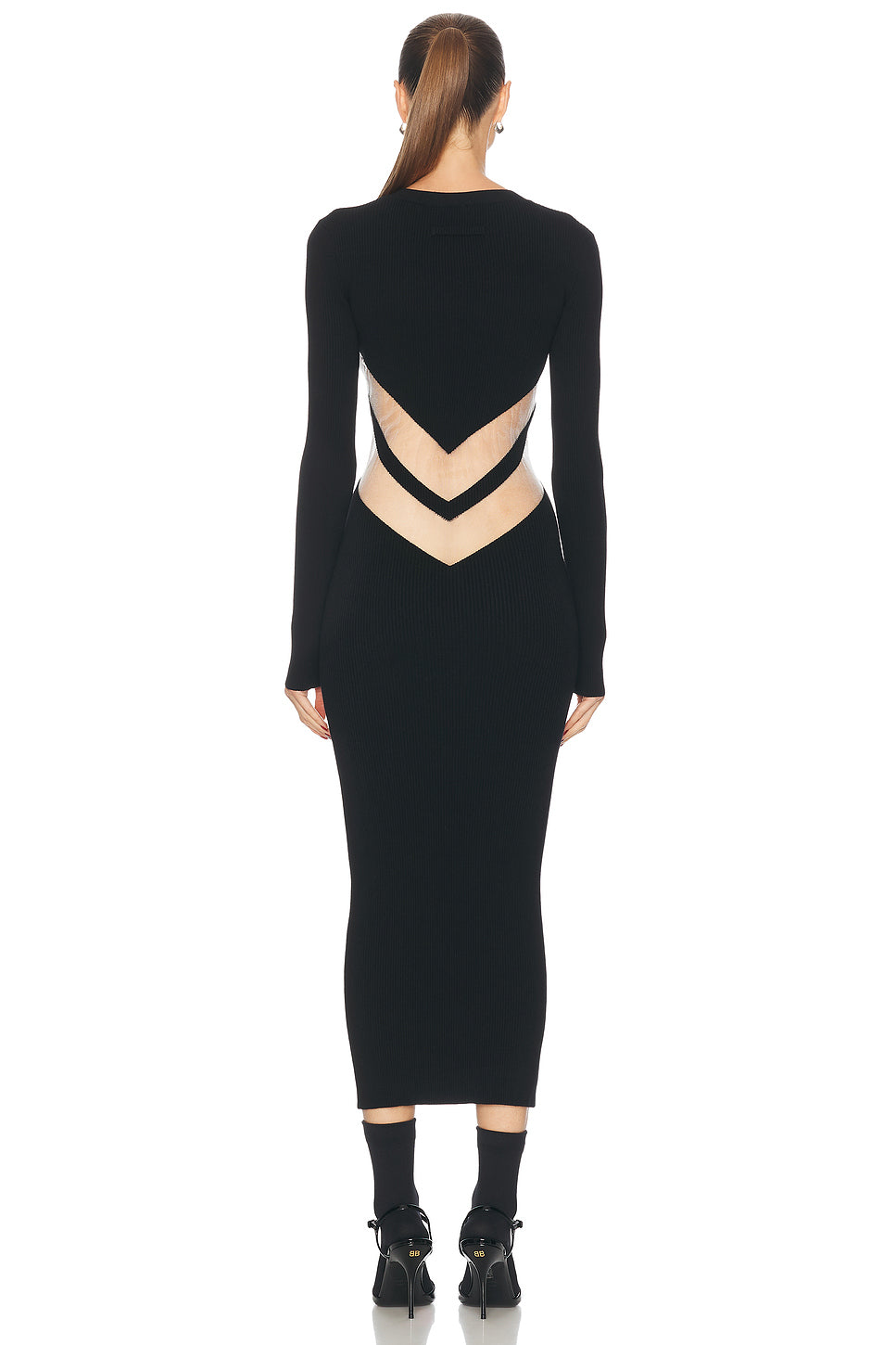 Transparent Chevron Long Dress