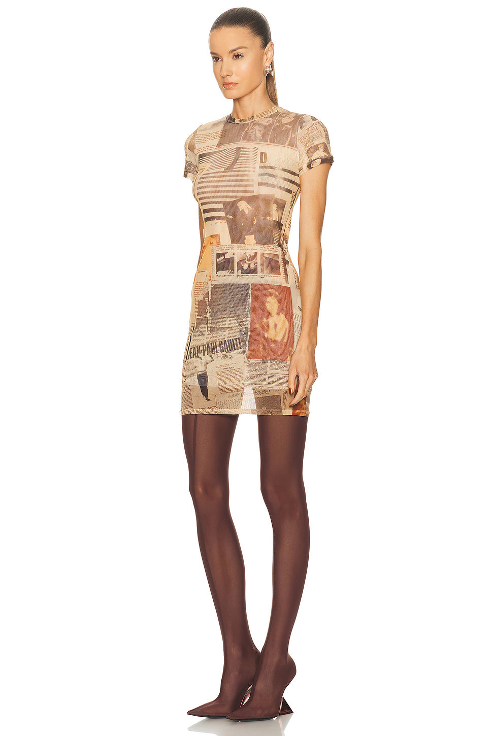 Mesh Printed Journal Short Dress
