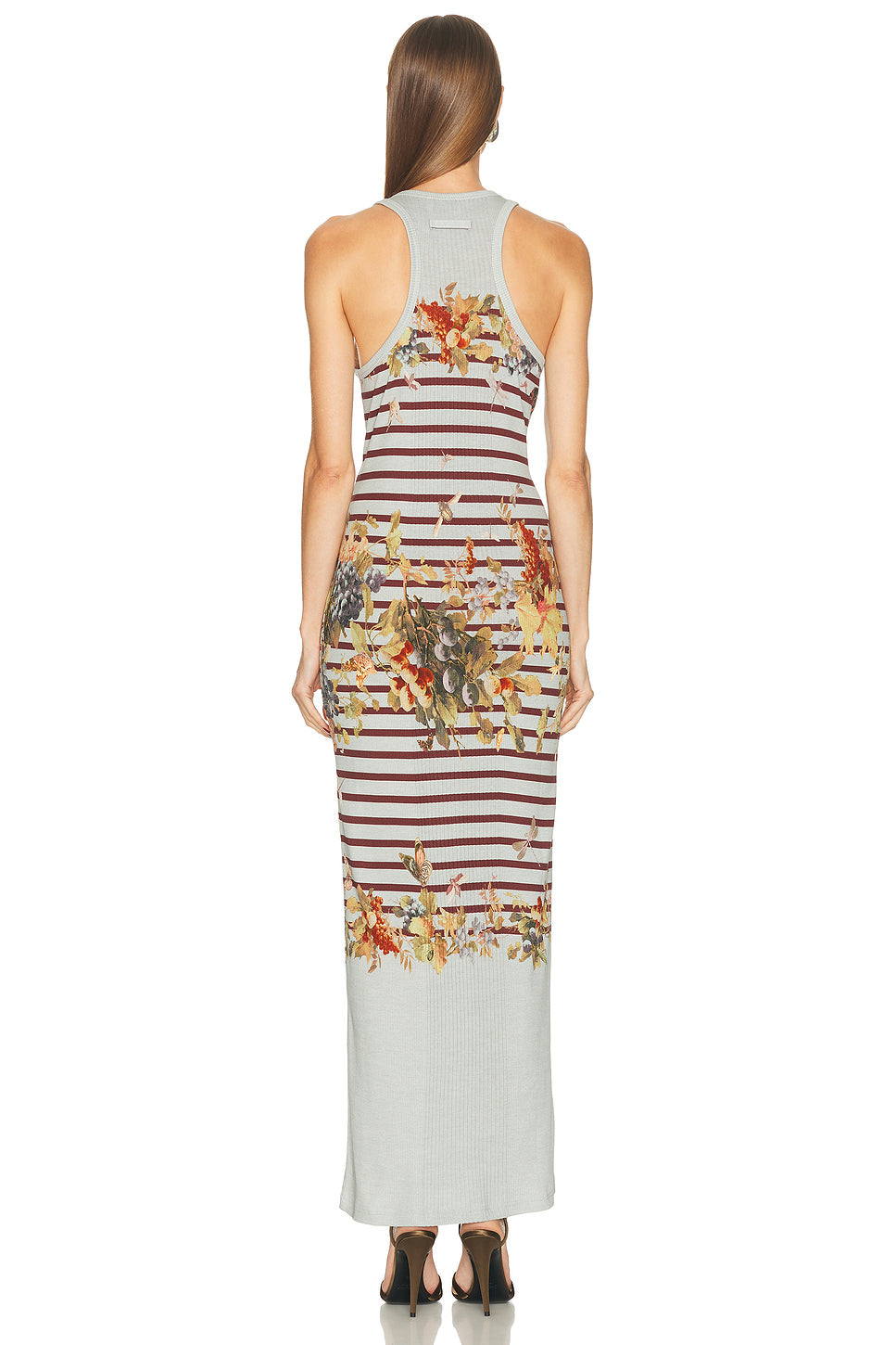 Cotton Ribbed Printed Marini?re Grape Long Dress