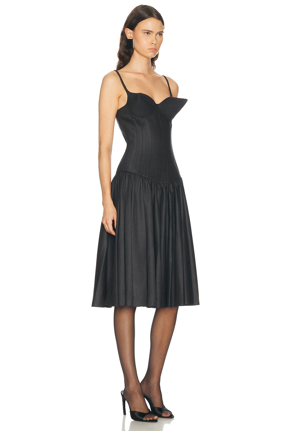Flat Conic Cup Detail Midi Dress